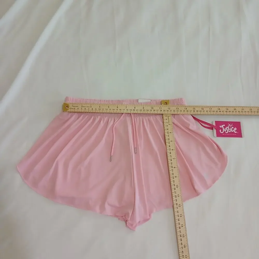 Justice Girls XL 16/18 Pink Flutter Skort Shorts 2-in-1 Athletic NWT Drawstring